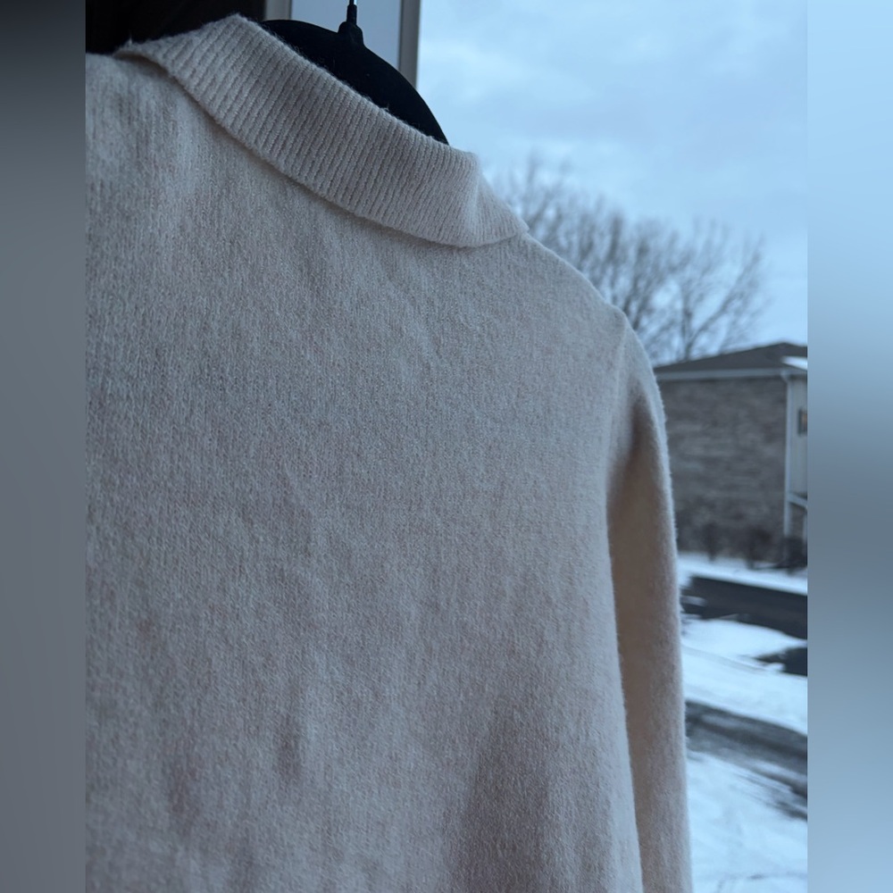 🆕 French Connection Cream Knit Polo Sweater Button Front Soft Stretchy Size S - Picture 9 of 15